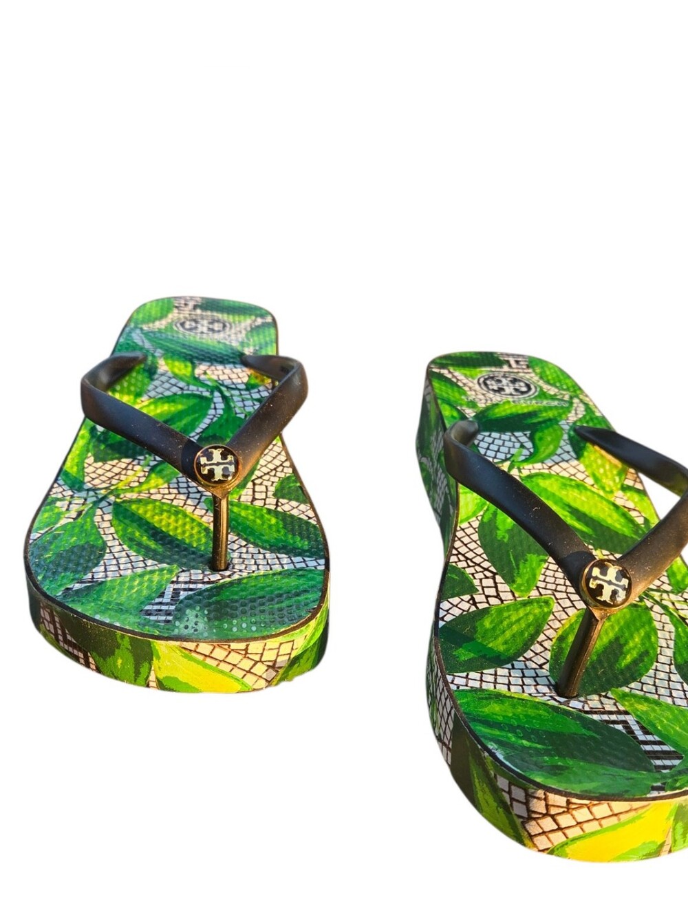 Tory Burch - Women's Green Leaf Tropical Fun Vacation Wedge Sandals
